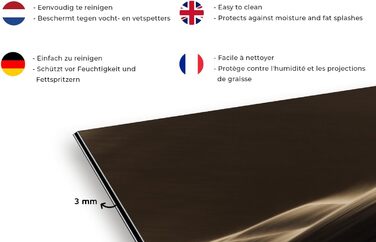 Панель для кухонного фартуха, бризкозахисна панель, декор для кухні, алюмінієва панель, бризкозахисна панель для плити, альтернатива скляній панелі, чорна - з малюнком - суцільна - чорна - темна - (пустеля, 100x65 см)