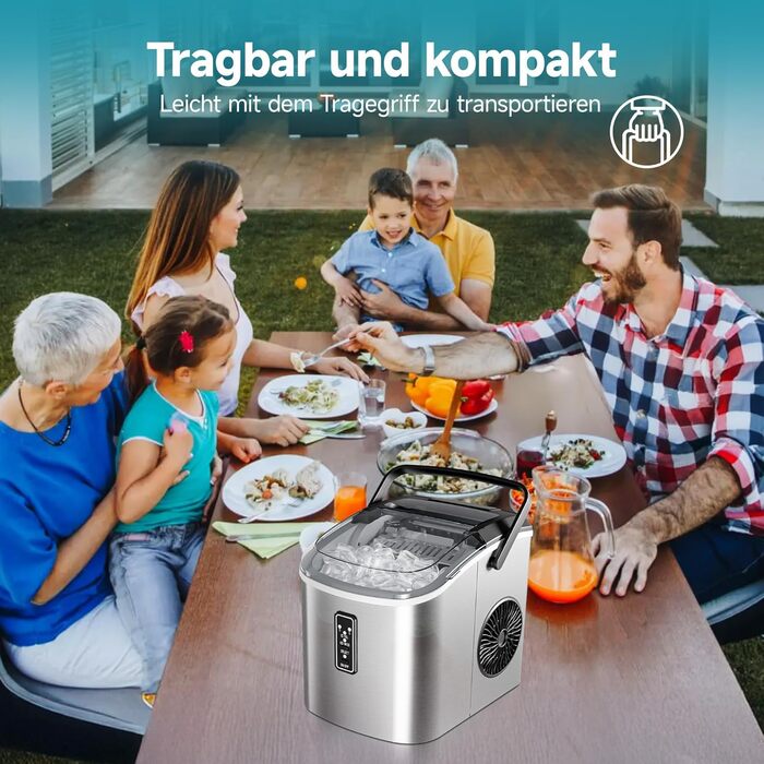 Компактный льдогенератор 1,2 серебряный EUHOMY