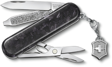 Нож Victorinox Classic Brilliant Carbon 58мм/5funk/карбон + брелок логотип