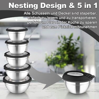 Набір мисок для змішування 5 шт Homikit