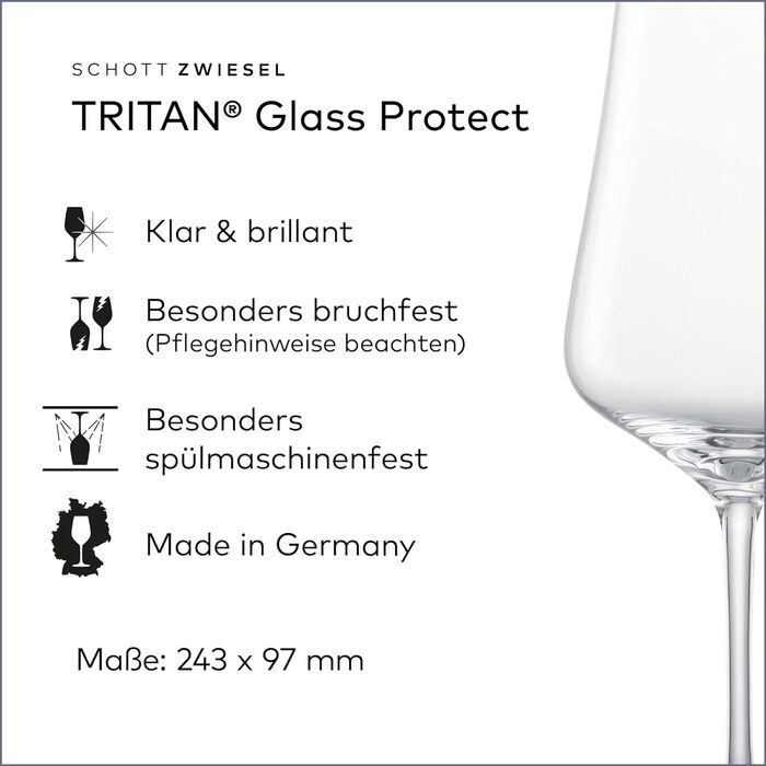 Келих для білого вина SCHOTT ZWIESEL fine (набір з 6 шт. ), стильні келихи для білого вина, келихи з тритану, які можна мити в посудомийній машині, виготовлені в Німеччині (арт. No 113758) (660 мл)