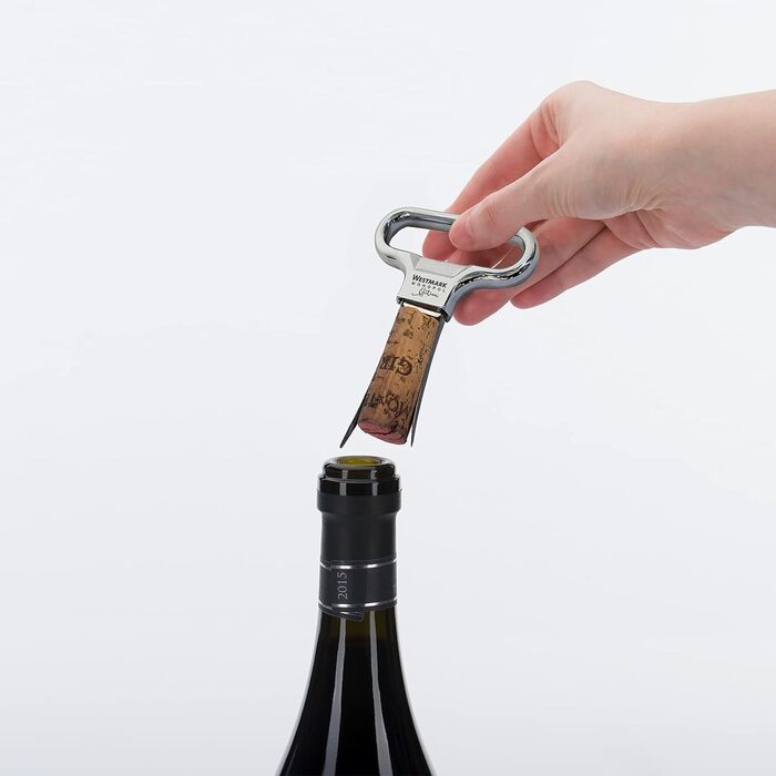 Штопор Westmark Blade/Clapp, в т.ч. відкривачка для пляшок, литий під тиском цинк/сталь, Ah-So, срібло, 6285556C (хромований, декорувальник і пробка 5 наливників для вина)