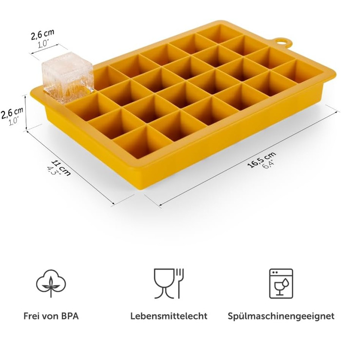 Силіконові формочки для льоду Blumtal 2x24 - Формочка для льоду - Силіконова форма для льоду розміром 2,6 см - 2 формочки для льоду середнього розміру - Льодогенератор без BPA 2 шт. - Кубики M (кубик M, чорний, синій - гостра гірчиця)