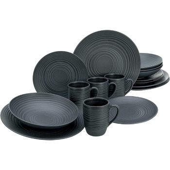 Набір посуду на 4 персони, 16 предметів, чорний Lava Stone Creatable