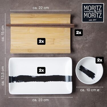 Набір посуду для суші на 2 персони, 10 предметів, Brush Stroke Black Gourmet Moritz & Moritz