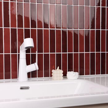 Самоклеюча настінна плитка, 3D плитка для кухні, що самоклеїться, легко миється, самоклеюча кухонна плитка для оздоблення та ремонту дому, 28x22 см, 10 аркушів (червона)