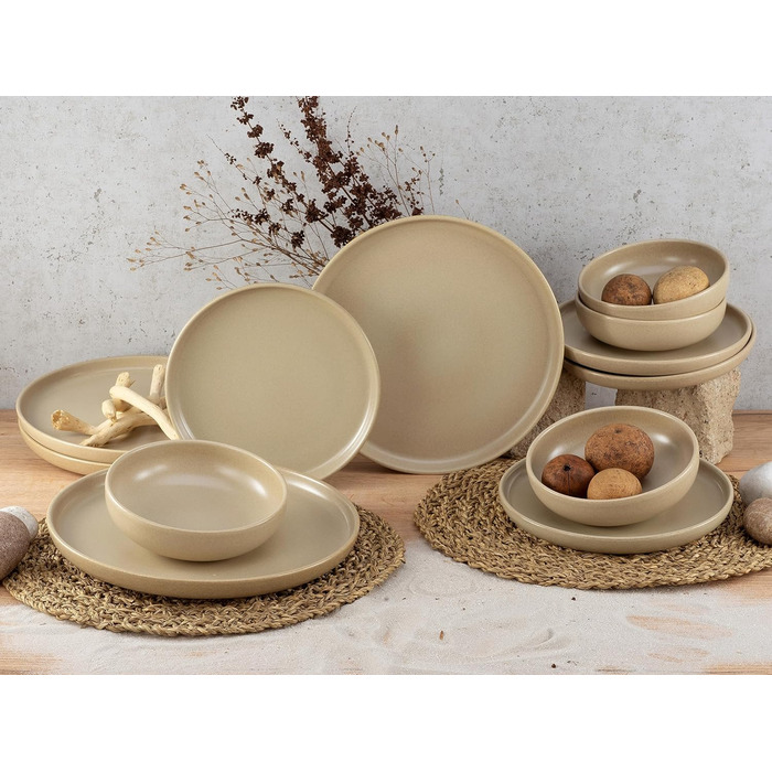 Серия Uno набор посуды из 16 предметов, набор из керамогранита (песок, посуда из 12 предметов), 22978
