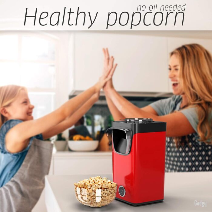 Апарат для попкорну з гарячим повітрям 1100 Вт, червоний Gadgy