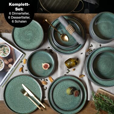 Набір посуду з керамограніту Moritz & Moritz SOLID з 18 предметів набір посуду на 6 персон кожен, що складається з 6 обідніх тарілок, маленький, глибокий набір посуду з 18 предметів