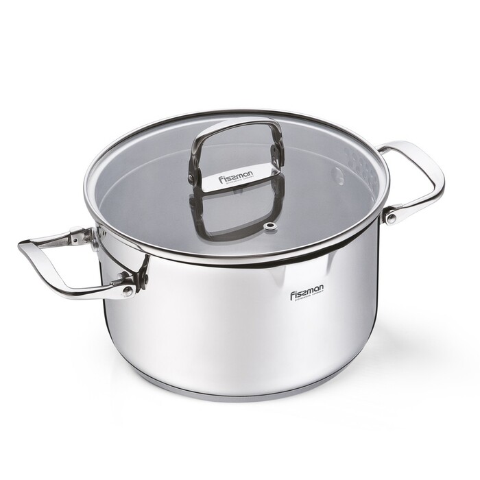 Кастрюля Fissman ADELIE 18x10,5 см/2,5 л со стеклянной крышкой нерж. сталь (5225)