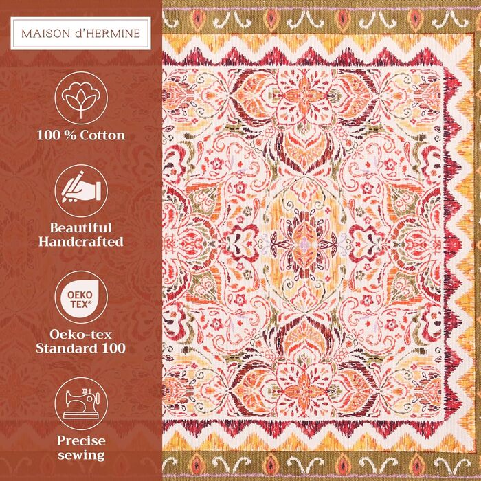 Бавовняні килимки для серветок, набір з 4 шт. , декоративні килимки для серветок, пасхальні килимки, що миються, для свят, вечерь, весни, літа (33 см x 48 см) (27 - Дамаск), 39Hermine 100