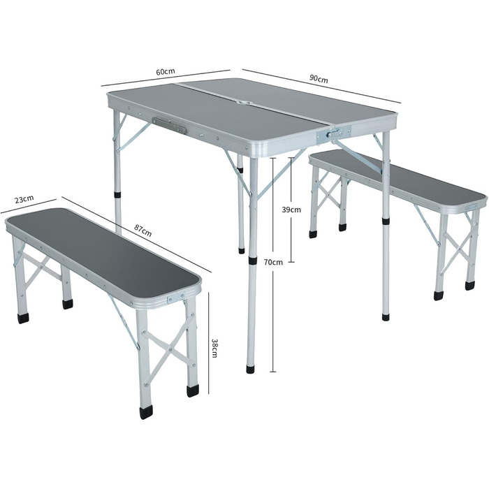 Набор для пикника стол и 2 скамейки серый AKORD