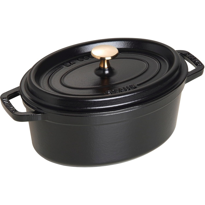Чавунна жаровня/кокот STAUB, овальна 6,7 л, (23 см, чорна)