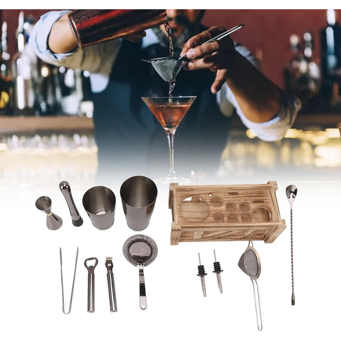 Набір для коктейлів з дерев'яною підставкою UPQRSG