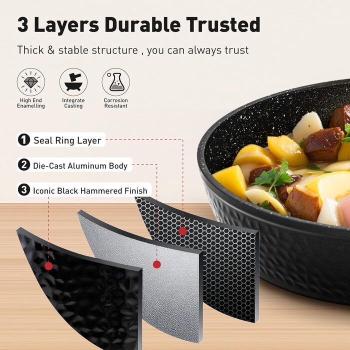 Набор кухонной посуды, 15 предметов, черный DishDelight