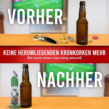 Відкривачка для пляшок з контейнером для кришечок зелена wortek