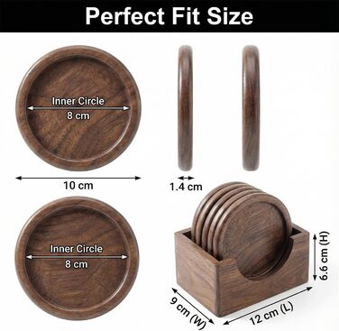 Набір підставок під склянки з горіхового дерева 6 шт OFFASST