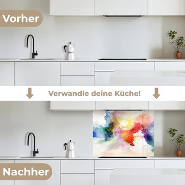 Кухонний фартух 60x80 см Самоклеючий настінний захисний екран для кухні Кухонний фартух Кухонні фасади Кухонні фартухи Кухонна стіна Вода - Пейзаж - (Акварель - Веселка, 60 x 80 см)