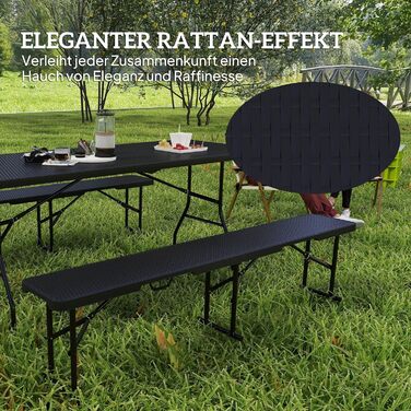 Набор из 3 предметов складной кемпинговый стол и 2 скамейки Outsunny