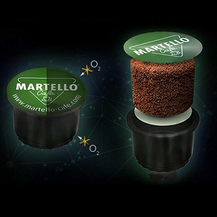 Кофемашина капсульная белая Sensual Martello и набор из 200 кофейных капсул Martello