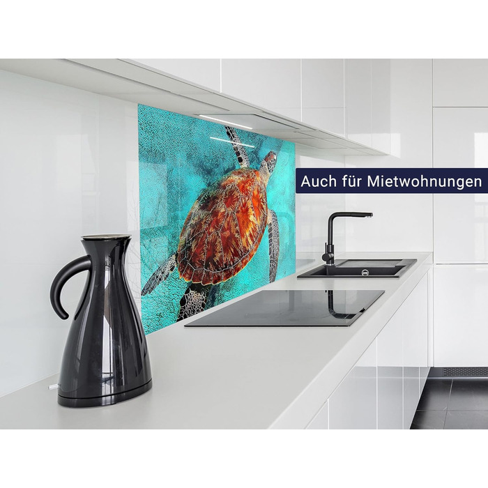 Кухонний фартух timalo зі скляним виглядом Північне море, очерет, захід сонця, океан, солома 2-мм акрилове скло Бризкозахисна стінка для плити, скляний кухонний фартух, акрилові скляні стінові панелі, захисна панель для фартуха (80 x 50 см, 310- Turtle)