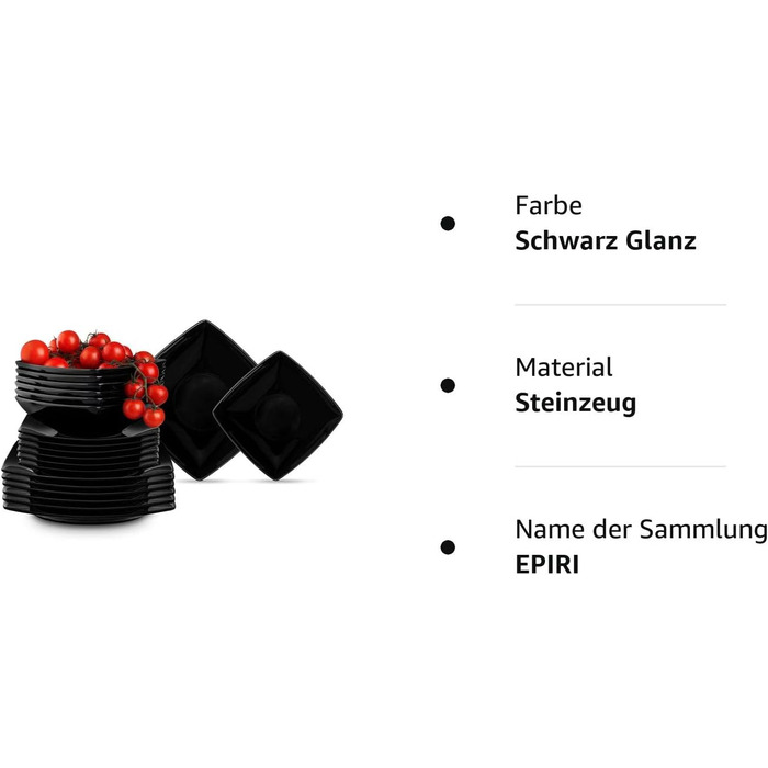 Набір посуду konsimo 12 персон Набір тарілок EPIRI Modern 36 предметів Столовий сервіз - Сервіз та набори посуду - Комбінований сервіз 12 осіб - Сервіз для сім'ї - Посуд тарілки (глянцеві чорні, на 6 персон)