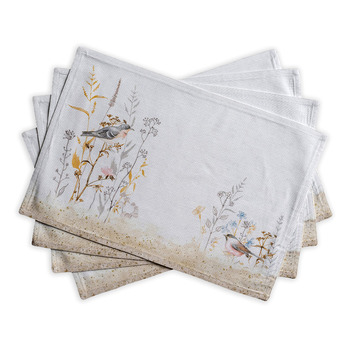 Бавовняні килимки, набір з 4 шт. , декоративні килимки, пасхальні килимки, що праються, для свят, вечерь, весни, літа (33 см x 48 см) (037 - Лугові квіти - Бежевий), 39Hermine, 100