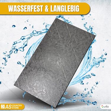 Стінові панелі AS Country Stone під мармур 60x120 см ПВХ-облицювання стіни з пластикових панелей для кухні, ванної кімнати тощо Панель кухонного фартуха (, Темний камінь)