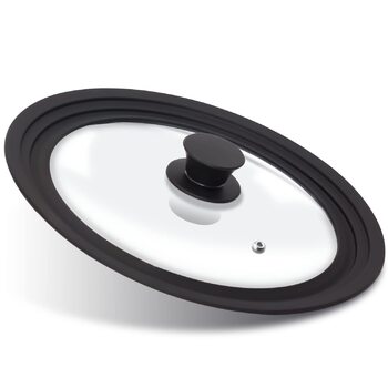 Силіконові універсальні кришки Anaeat для каструль, сковорідок та сковорідок загартоване скло з термостійким силіконовим обідком, підходить для посуду діаметром 16 см, 18 см та 20 см змінні кришки (16 см, 18 см та 20 см)