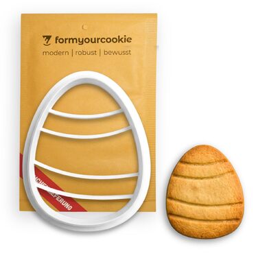 Набір із 3 формочок для пасхального печива, смугастий візерунок у вигляді пасхальних яєць, кролик, 2-в-1 зі штампом, 5 x 4 см, можна мити в посудомийній машині, екологічно чистий, стійкий до іржі (смугасті пасхальні яйця (5x4 см))