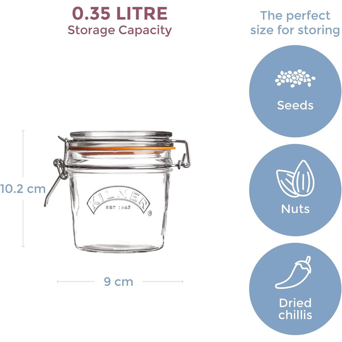 Стеклянная банка 0,35 л с зажимом Kilner