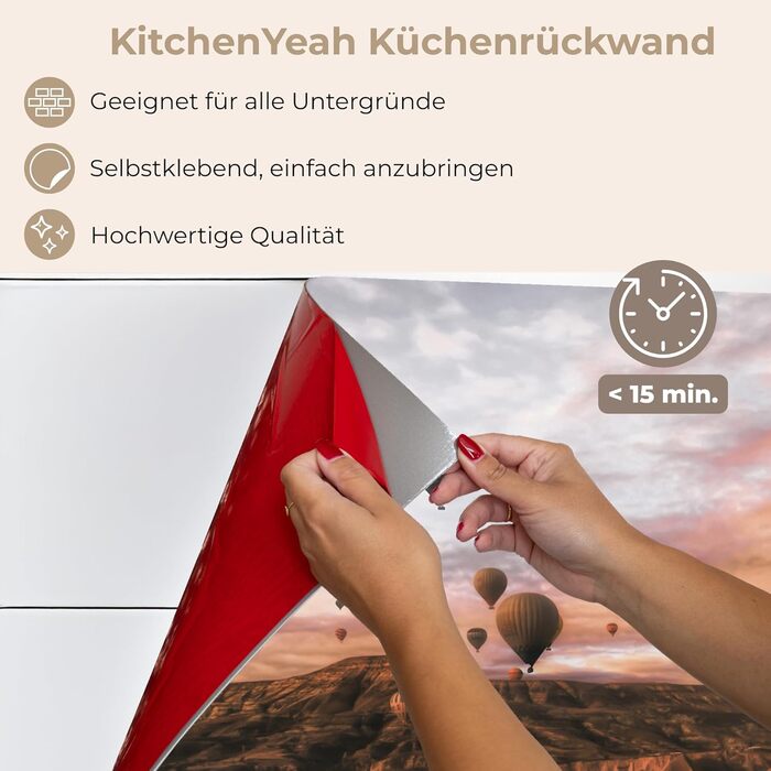 Кухонний фартух 60x80 см Самоклеючий захисний екран для кухні Кухонний фартух Кухонні фасади Кухонні фартухи Кухонна стіна Вода - Пейзаж - (Пейзаж - Повітряна куля, 80 x 80 см)