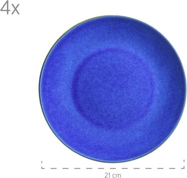Набір посуду MSER 931545 Ossia для 4 осіб у середземноморському вінтажному стилі, комбінований сервіз із 16 предметів з кераміки (темно-синій)