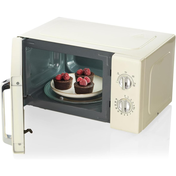 Мікрохвильова піч Gorenje MO20A3WH / 20 л / 800 Вт / AquaClean / AutoMenu / Сенсорне керування / LED-дисплей / Функція розморожування / 5 рівнів потужності / Блокування від дітей / Білий (Ретро, Шампанське)