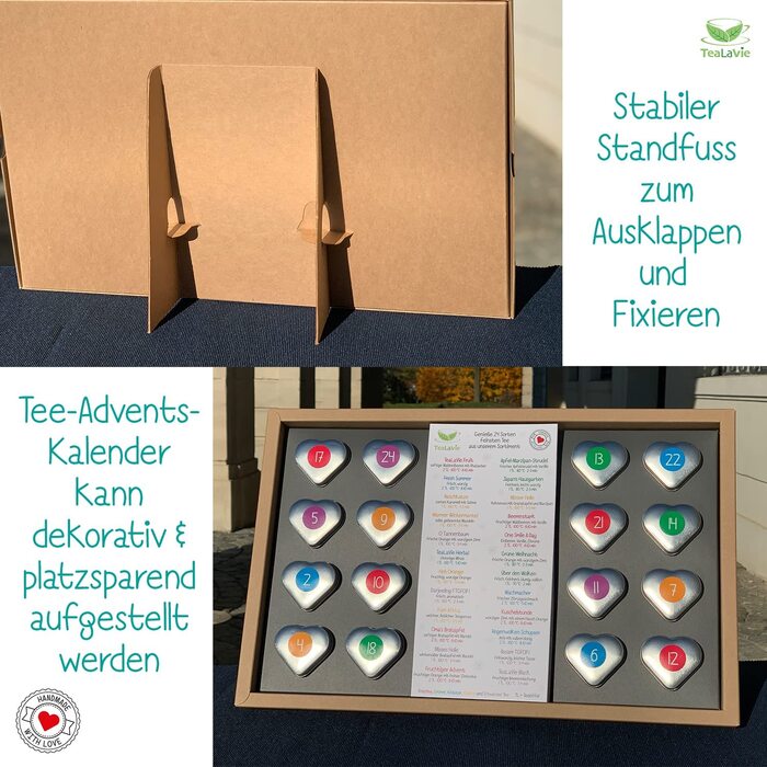Чайний адвент-календар 2025, 24 сорти чаю в бляшанках у формі сердечок TeaLaVie