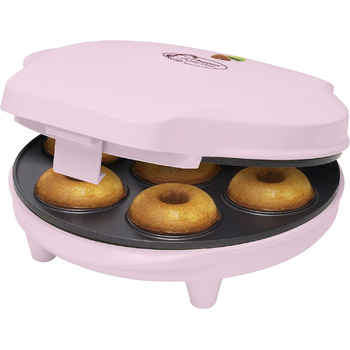 В ретро-дизайні, міні-пончик на 7 маленьких пончиків, в т.ч. легке покриття для випічки та антипригарне покриття, 700 Вт, колір (рожевий)