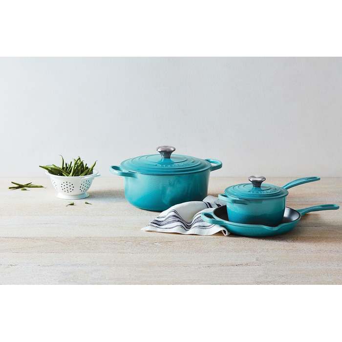 Чавунний сотейник 2 л з кришкою, бірюзовий Signature Le Creuset