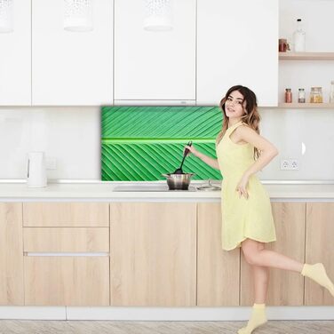 Дизайнерський кухонний бризкозахисний екран з алюмінієвого композиту, кухонний фартух, товщина 3 мм, 60x100 см, (колір пальмового листя)