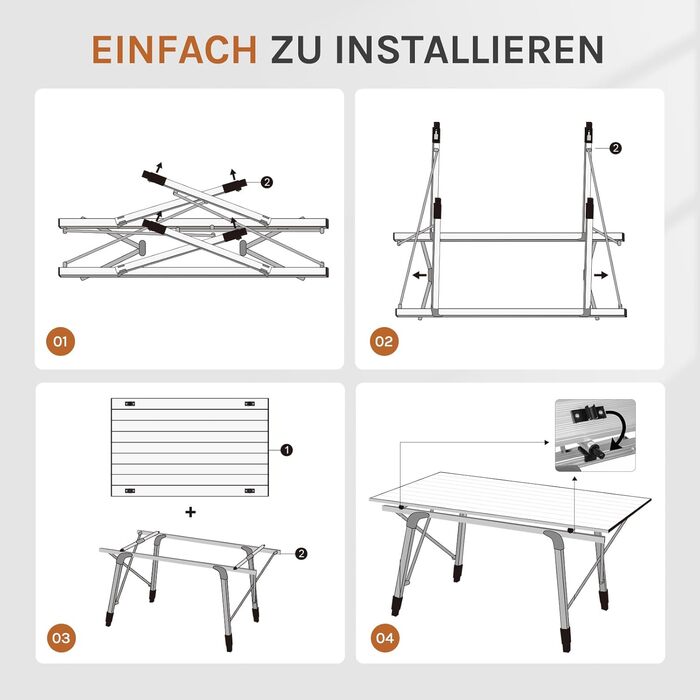 Складний алюмінієвий стіл для кемпінгу WOLTU
