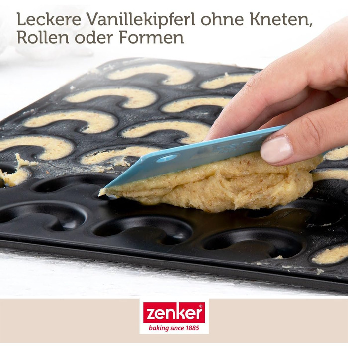 Деко для випічки Zenker Vanilla Crescents Форма для випікання 42 солодких або солоних круасанів Кожен півмісяць має рівномірну форму Антипригарне покриття для легкого формування (набір із 3 півмісяців, 3 набори півмісяців)