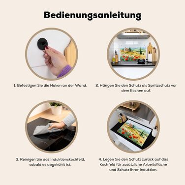 Фартух для плити, кухонний фартух, вініл, 78x52 см, декор для кухні, облицювання стіни, кришка для плити - сіро-чорна (квітковий пейзаж, 52,2Д x 80,2Ш см)