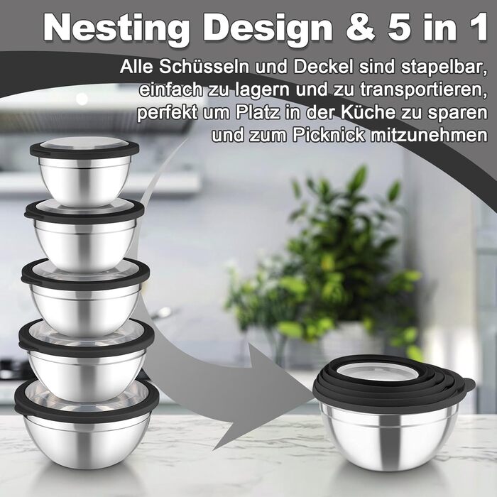 Набір мисок для змішування 5 шт Homikit