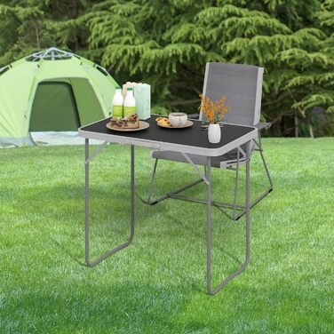 Розкладний стіл для відпочинку 80x50x70 см чорний eSituro