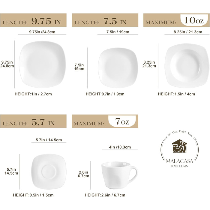 Серія Elisa, 12-предметний кремовий порцеляновий кавовий набір, кавові чашки та блюдця на 6 осіб для кави, чаю, десертів (білий, набір посуду (60 предметів))