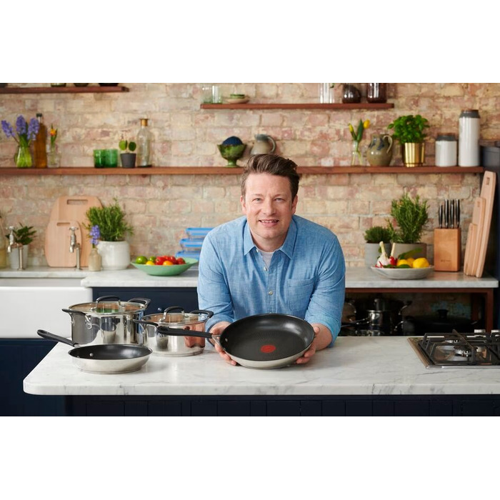 Tefal Каструля Jamie Oliver Home Cook, 8.4 л, з кришкою, нержавіюча сталь, силікон