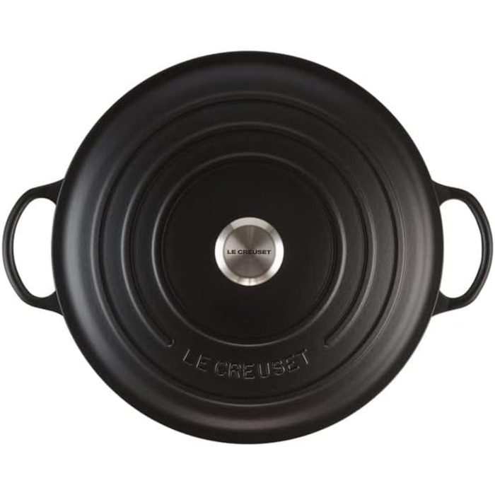Чавунна каструля Le Creuset Signature La Marmite, 32 см, 4,1 л, підходить для всіх типів плит та індукції (матовий чорний)