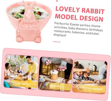 Керамічна миска у формі кролика на Великдень рожева Holibanna