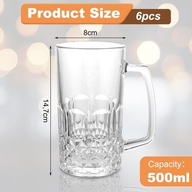 Набір пивних кухлів 6 шт 500 мл MIVIDE