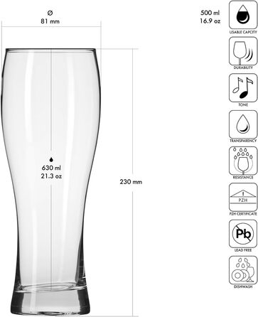 Набор пивных бокалов 6 шт 500 мл Krosno