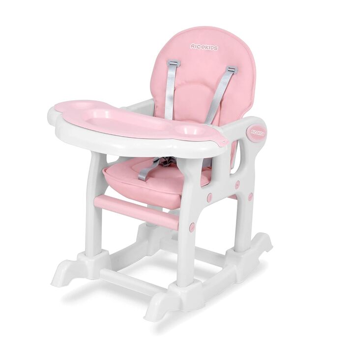 Детский стульчик для кормления 5-в-1 розовый Ricokids